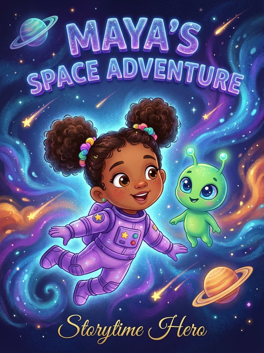 Child illustrated as space adventure hero