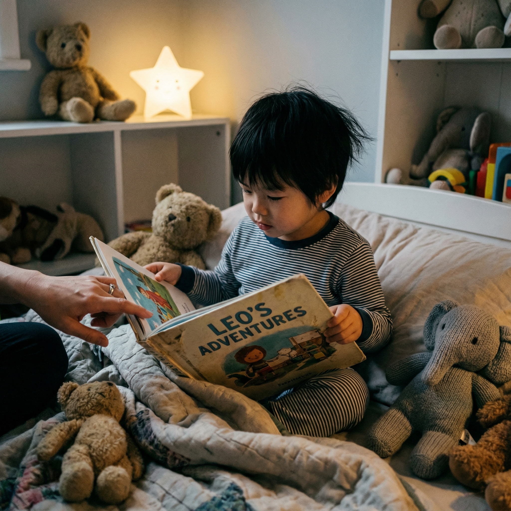 Child reading a personalized bedtime storybook